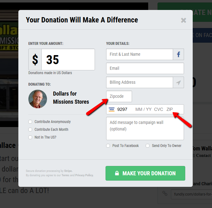 I Cannot Make A Donation And It Tells Me My Postal Code Is Incomplete Fundly Support Center